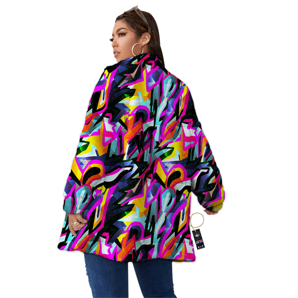 Funky Psychedelic Print Pattern Women's Sherpa Jacket-grizzshop