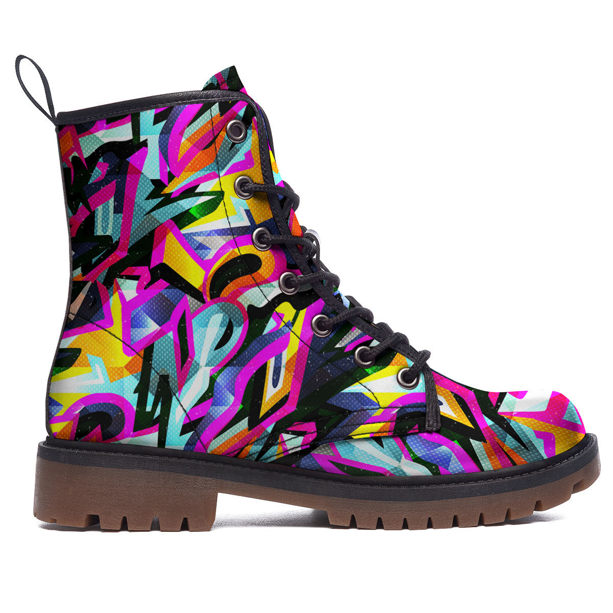 Funky Psychedelic Print Pattern Work Boots-grizzshop