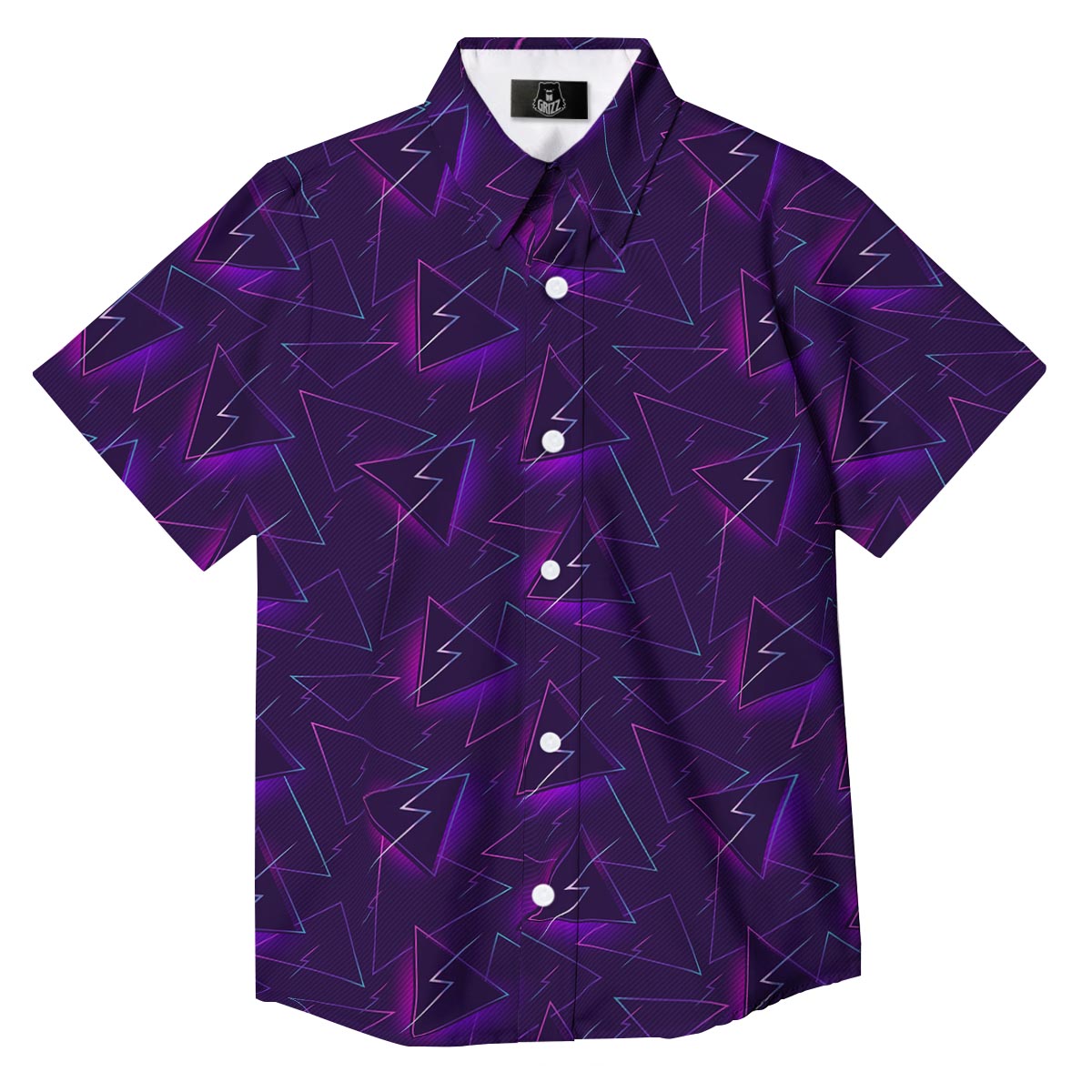 Funky Retro Print Pattern Button Up Shirt-grizzshop