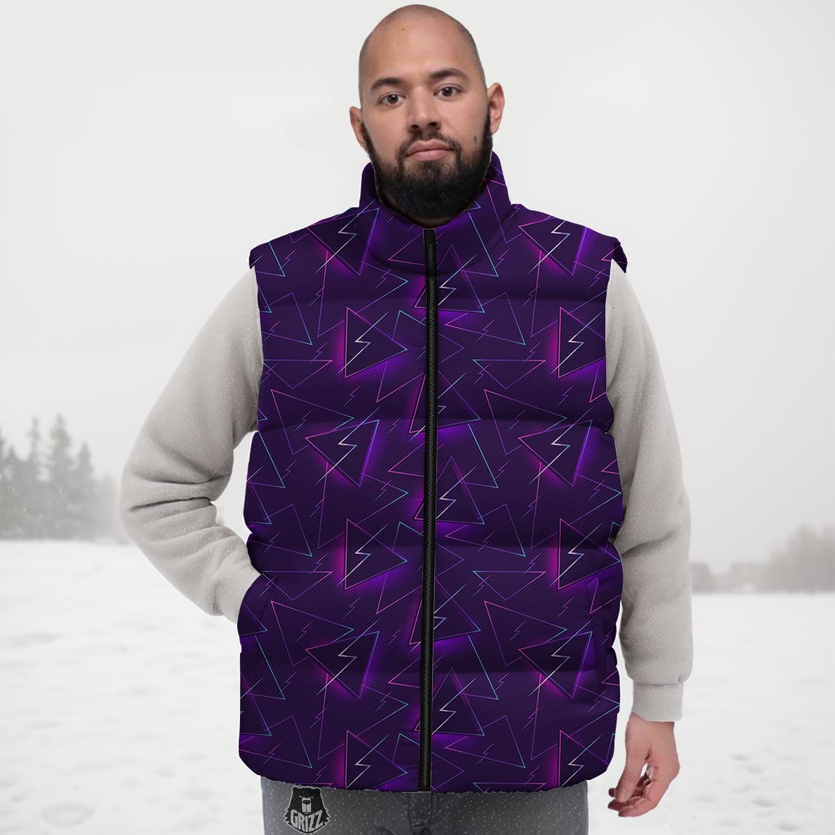 Funky Retro Print Pattern Down Vest-grizzshop