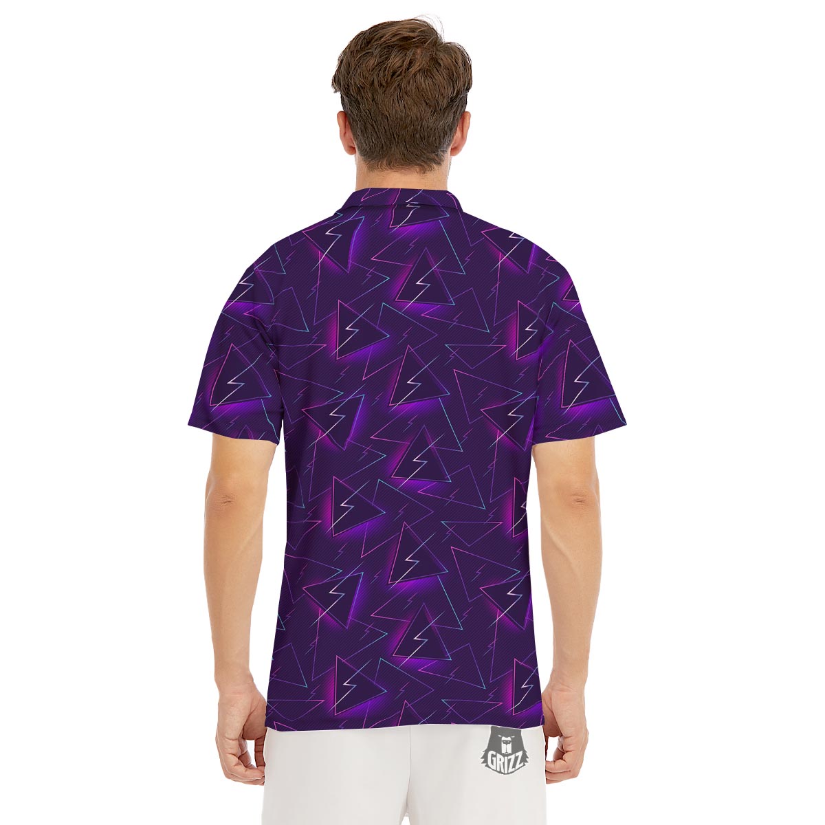 Funky Retro Print Pattern Men's Golf Shirts-grizzshop