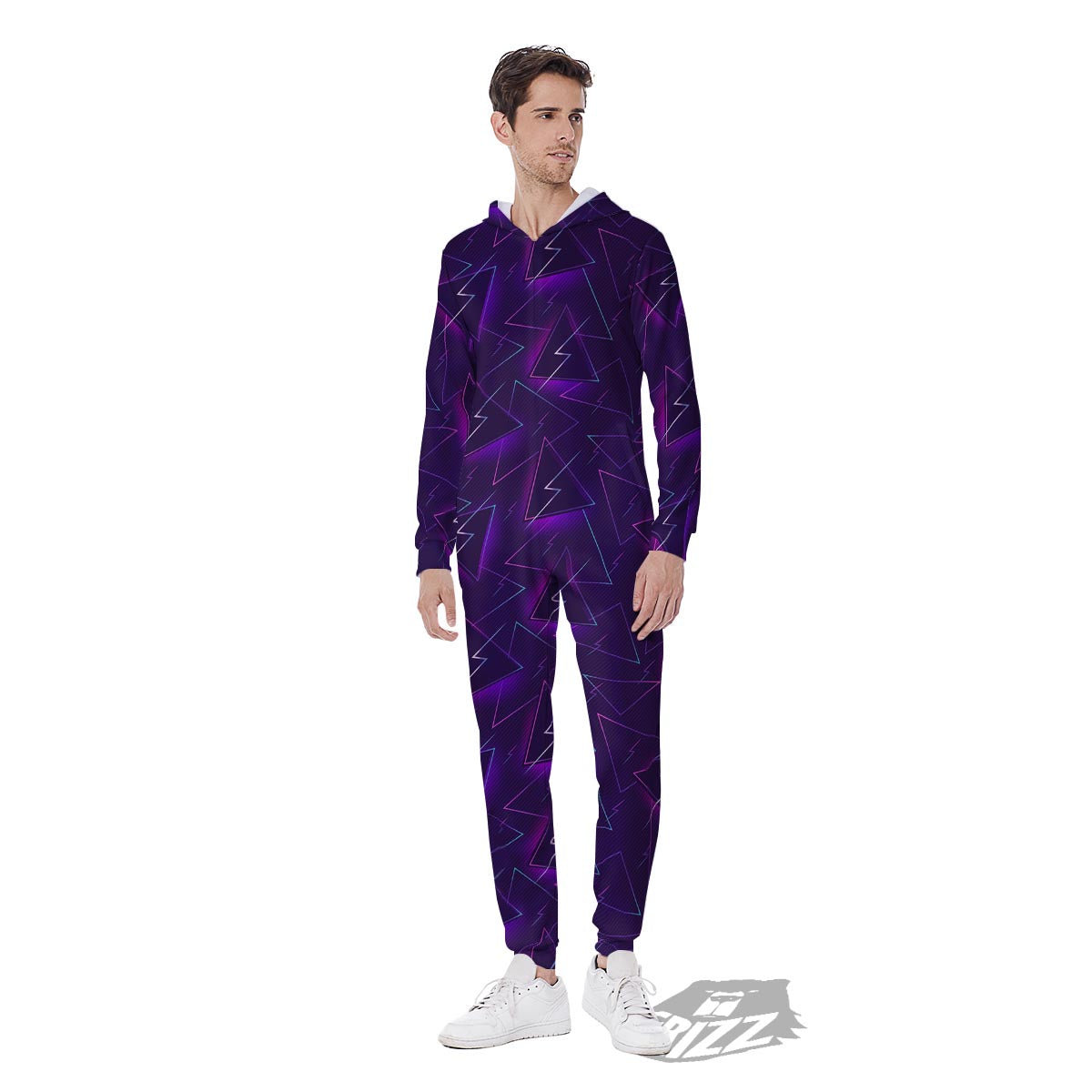 Funky Retro Print Pattern Men's Jumpsuit-grizzshop