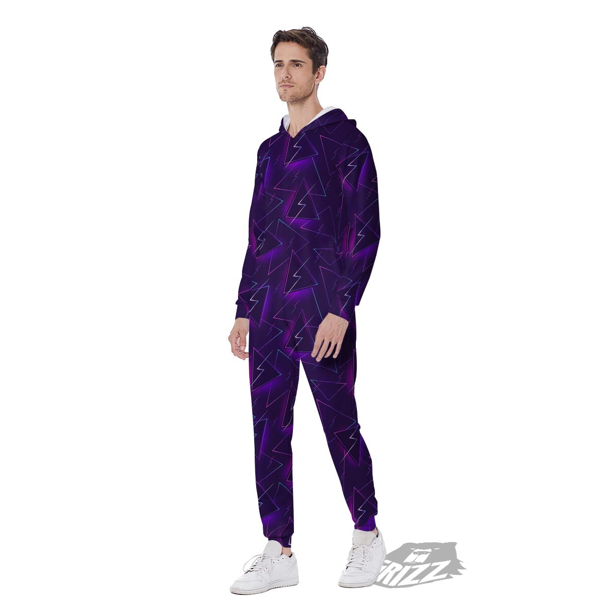Funky Retro Print Pattern Men's Jumpsuit-grizzshop