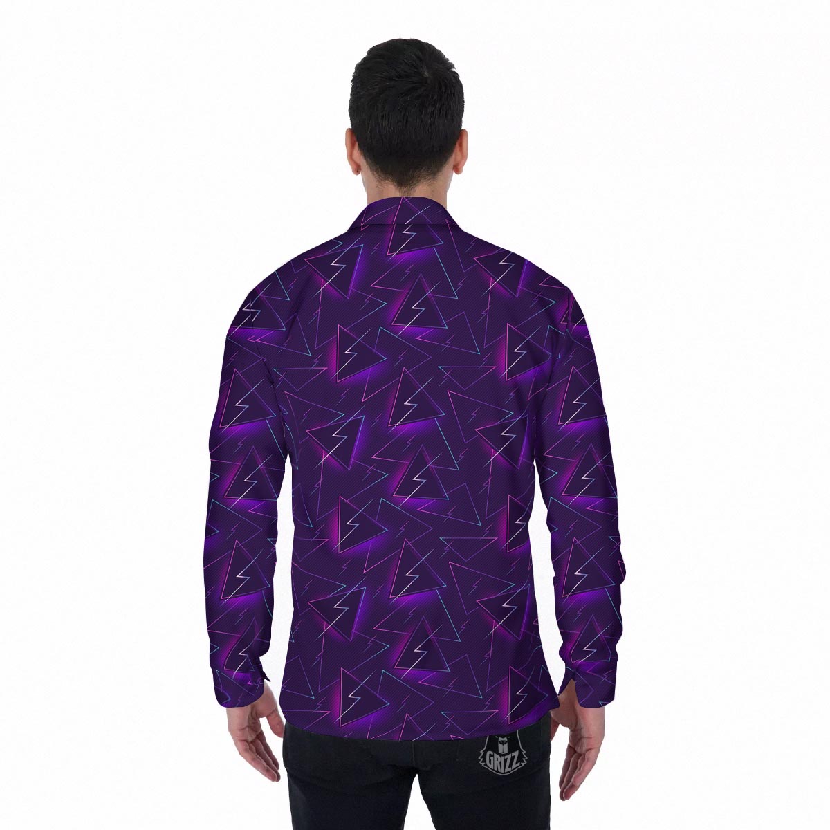 Funky Retro Print Pattern Men's Long Sleeve Shirts-grizzshop