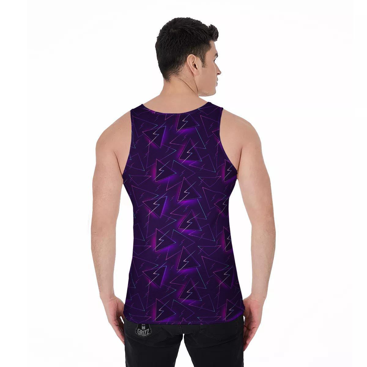 Funky Retro Print Pattern Men's Tank Top-grizzshop