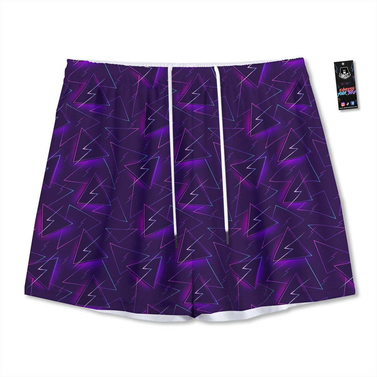 Funky Retro Print Pattern Mesh Shorts