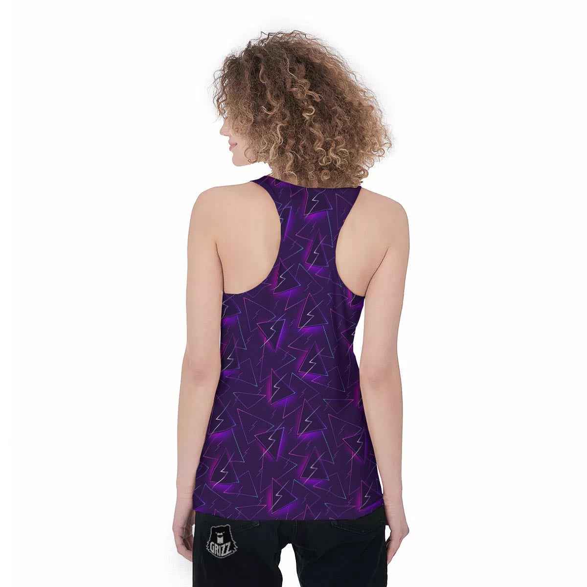 Funky Retro Print Pattern Women's Racerback Tank Top-grizzshop