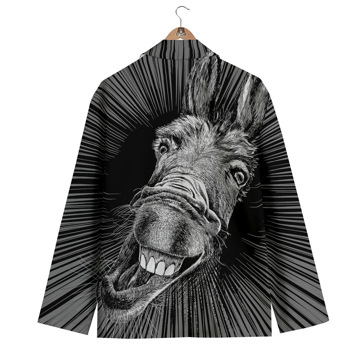 Funny Donkey White And Black Print Men's Blazer-grizzshop