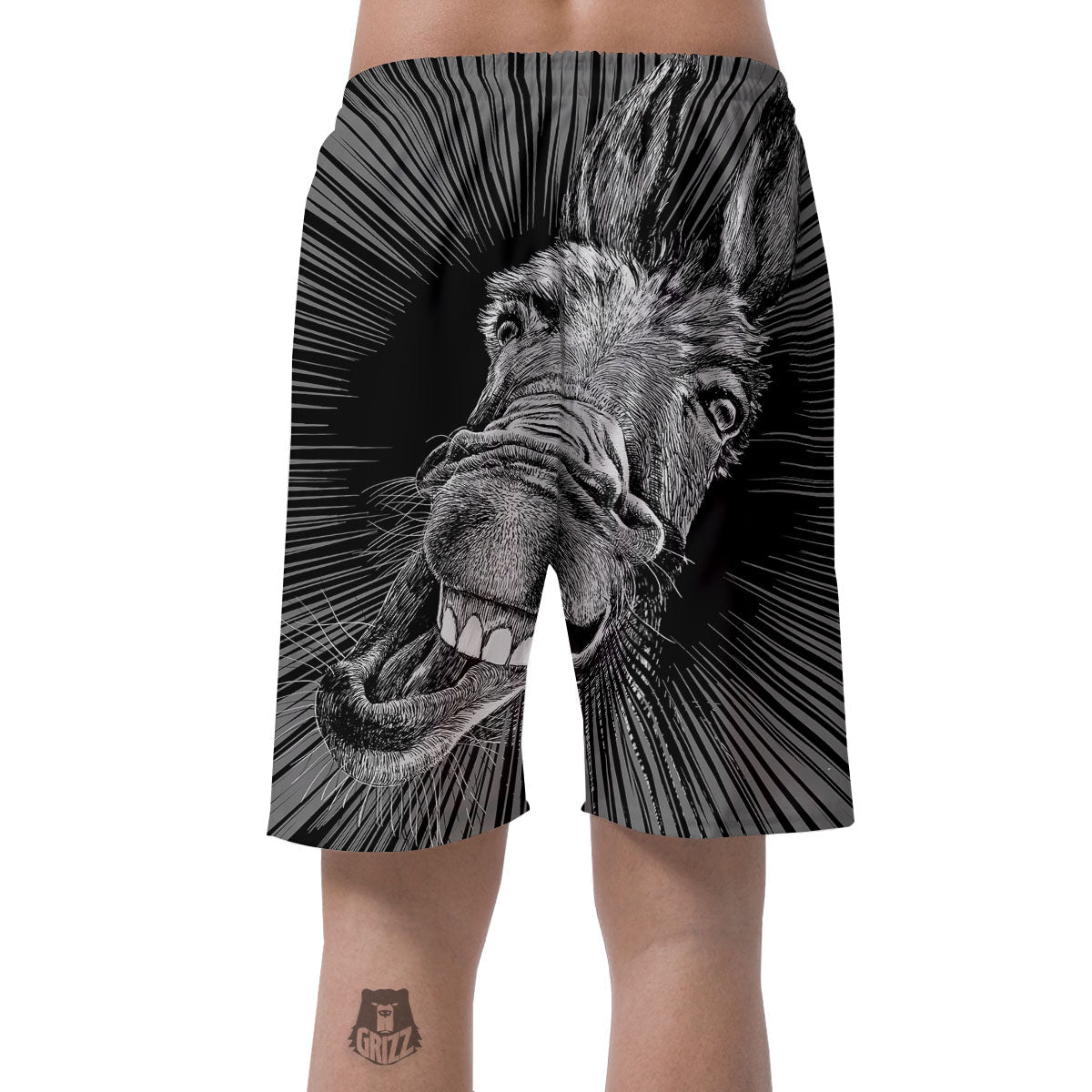 Funny Donkey White And Black Print Men's Shorts-grizzshop