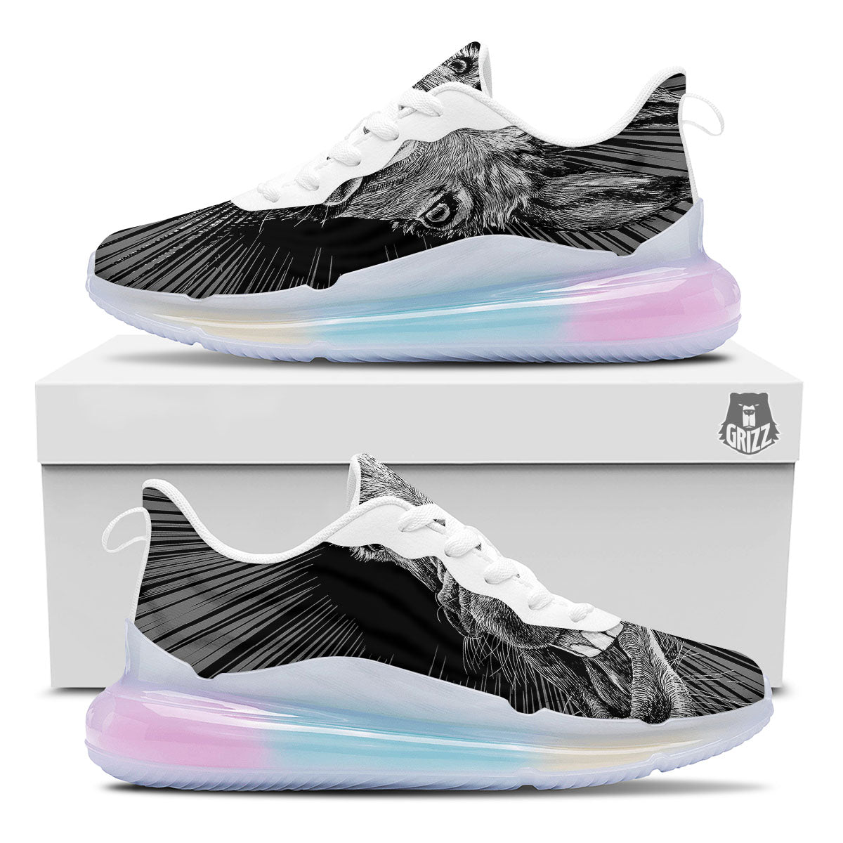 Funny Donkey White And Black Print Running Sneakers-grizzshop