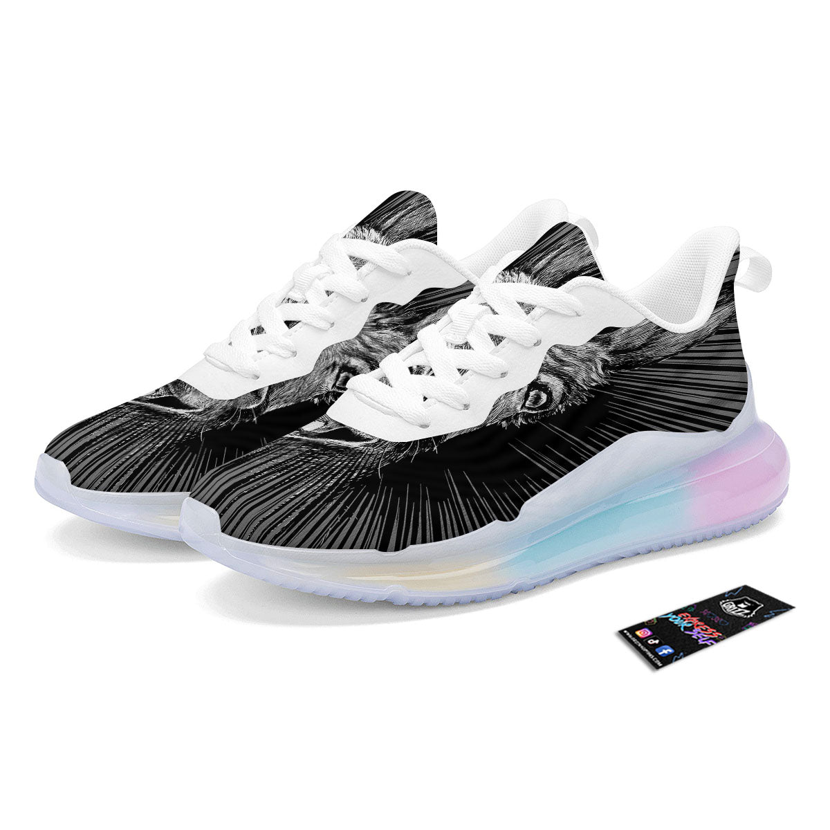 Funny Donkey White And Black Print Running Sneakers-grizzshop