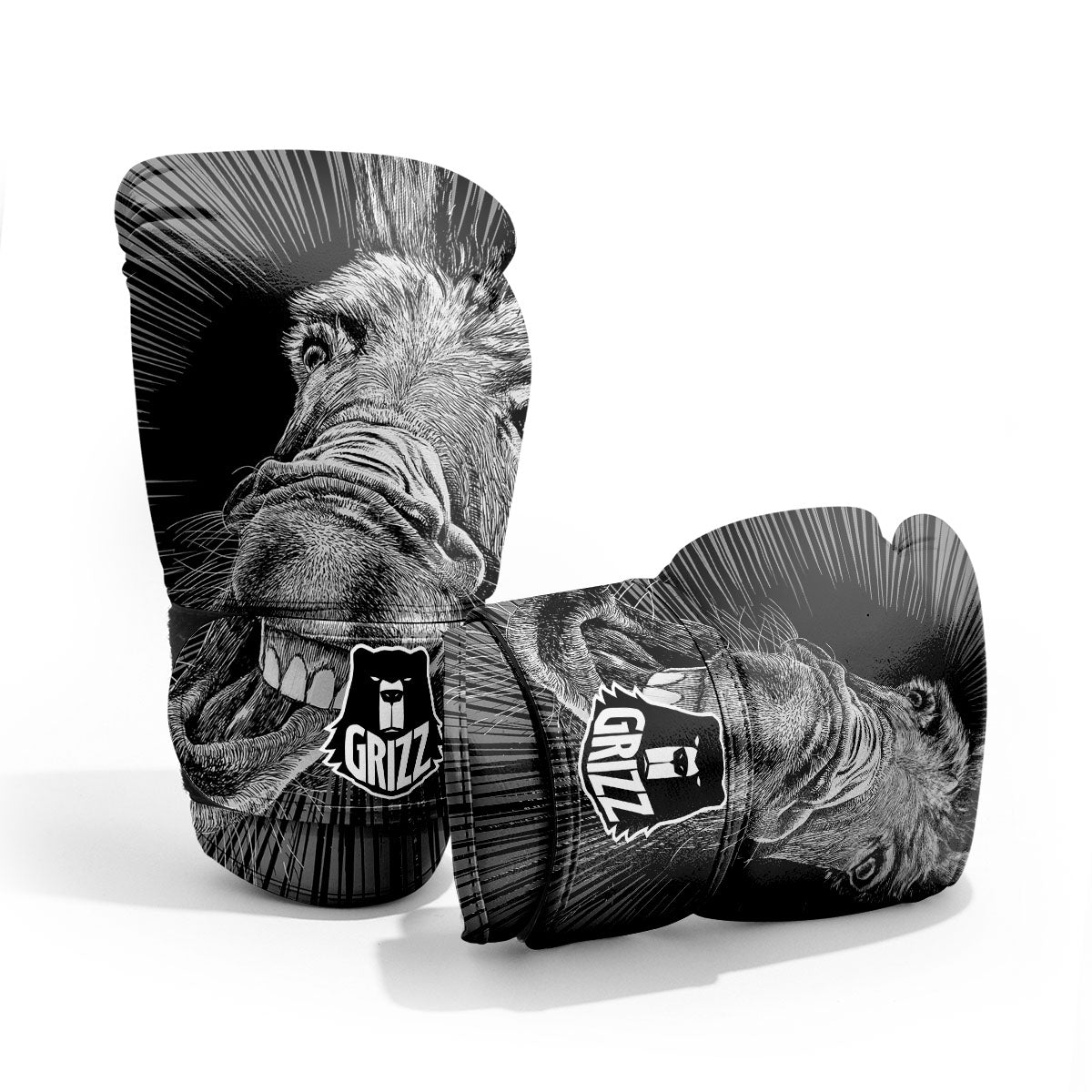 Funny Donkey White And Black Print Pro Boxing Glove