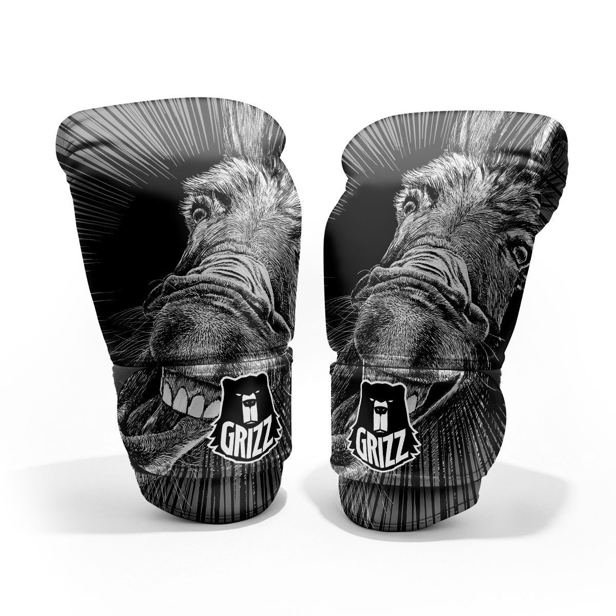 Funny Donkey White And Black Print Pro Boxing Glove