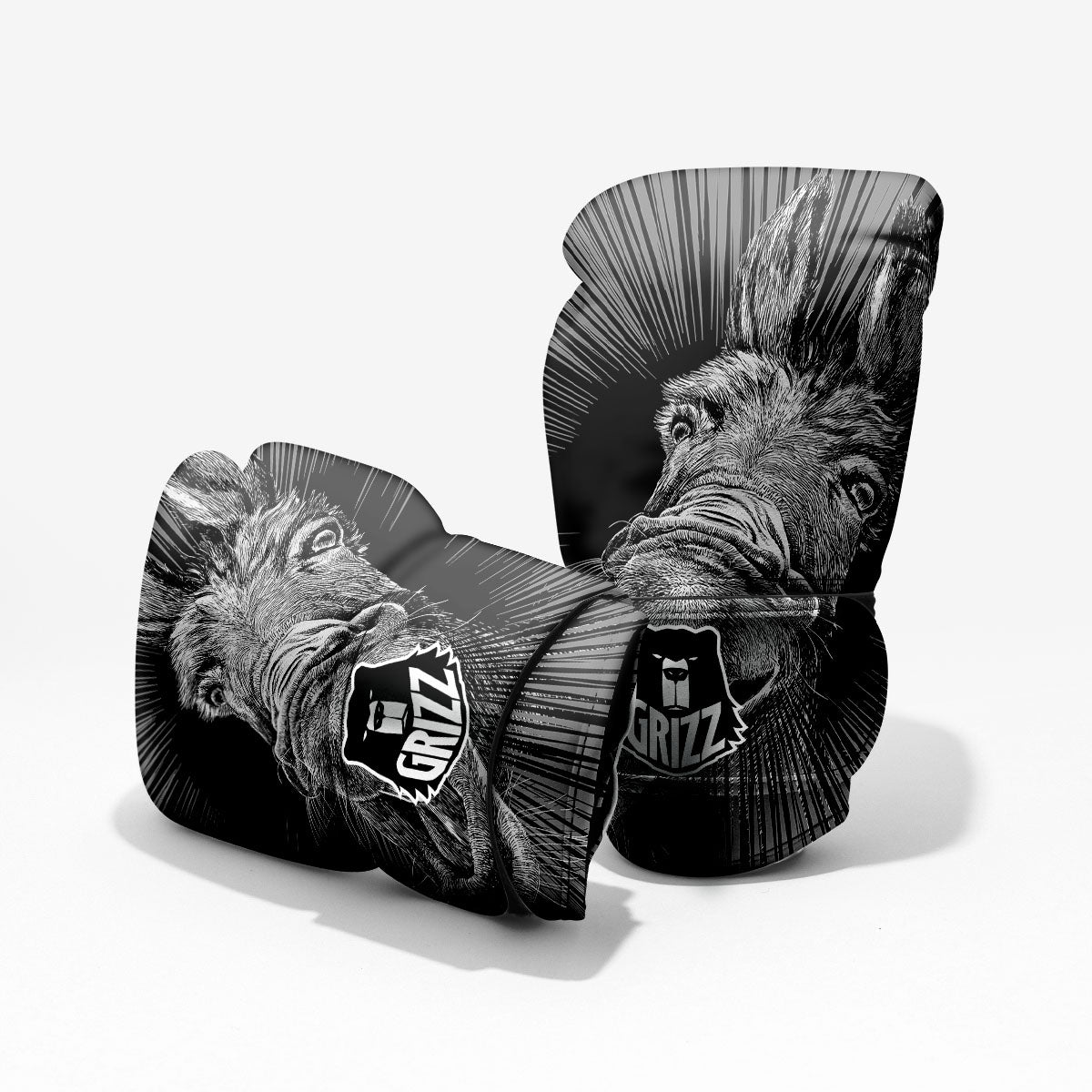 Funny Donkey White And Black Print Pro Boxing Glove