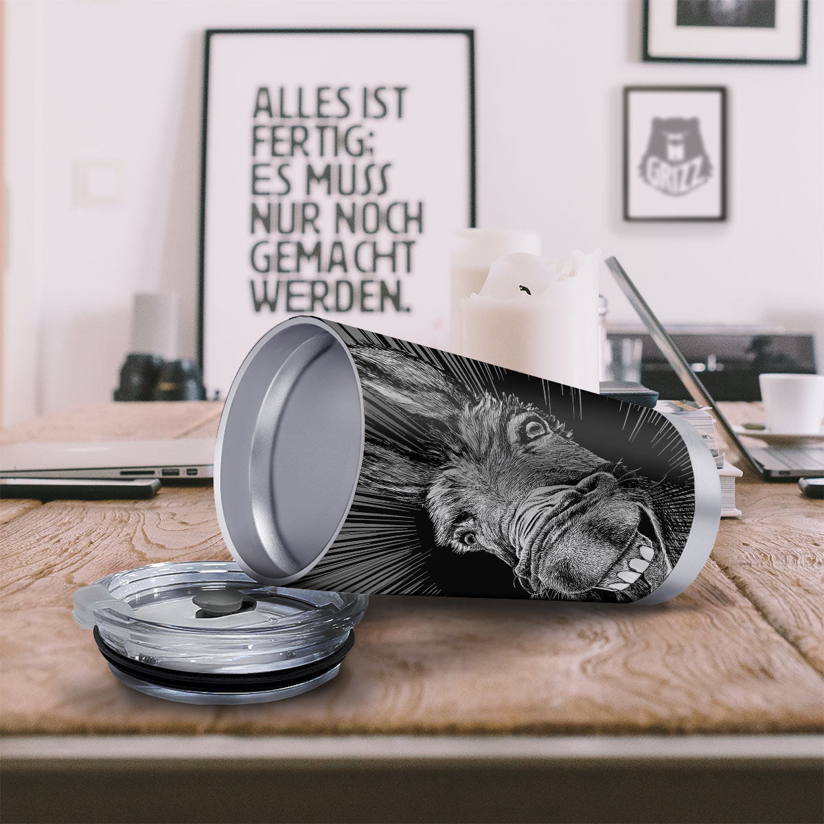 Funny Donkey White And Black Print Tumbler-grizzshop