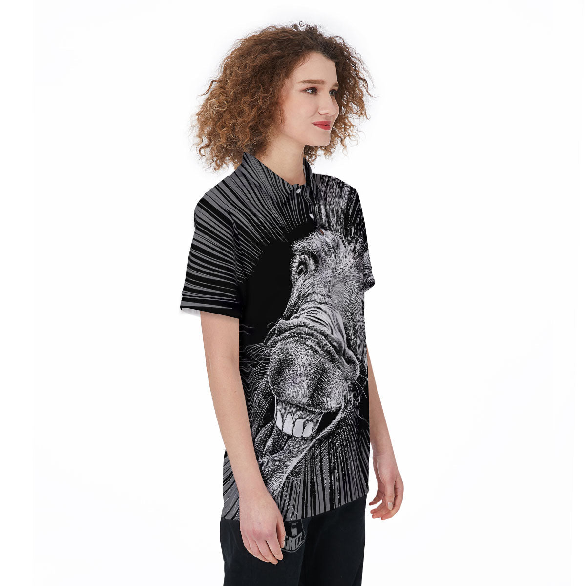 Funny Donkey White And Black Print Women's Golf Shirts-grizzshop