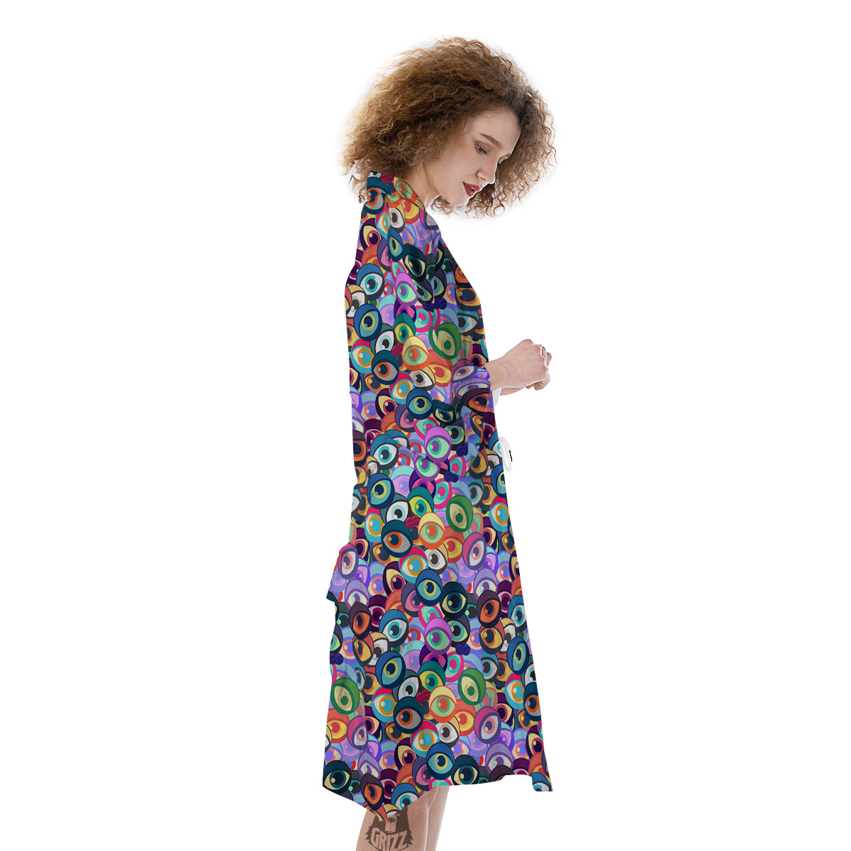 Funny Eyes Colorful Print Pattern Kimono-grizzshop