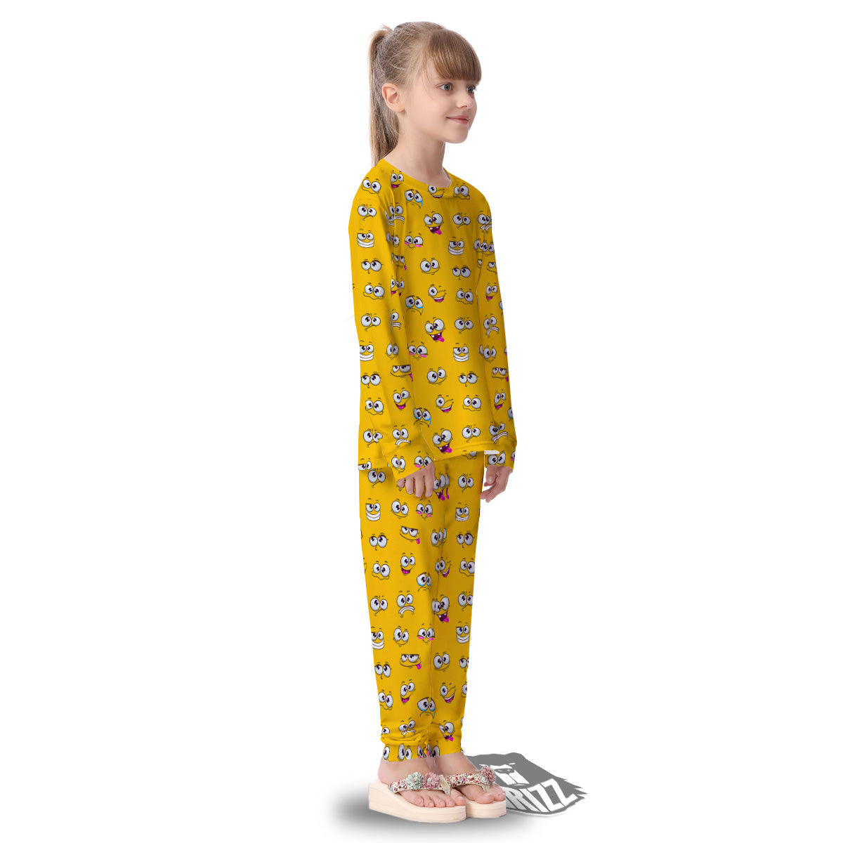 Funny Face Emoji Cartoon Print Pattern Kid's Pajamas-grizzshop