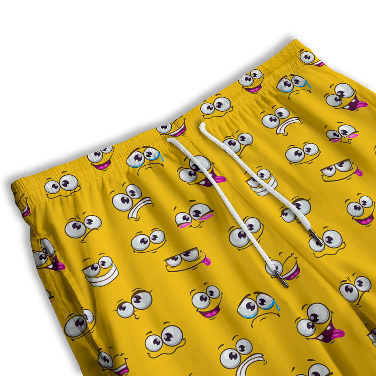 Funny Face Emoji Cartoon Print Pattern Men's Athletic Shorts