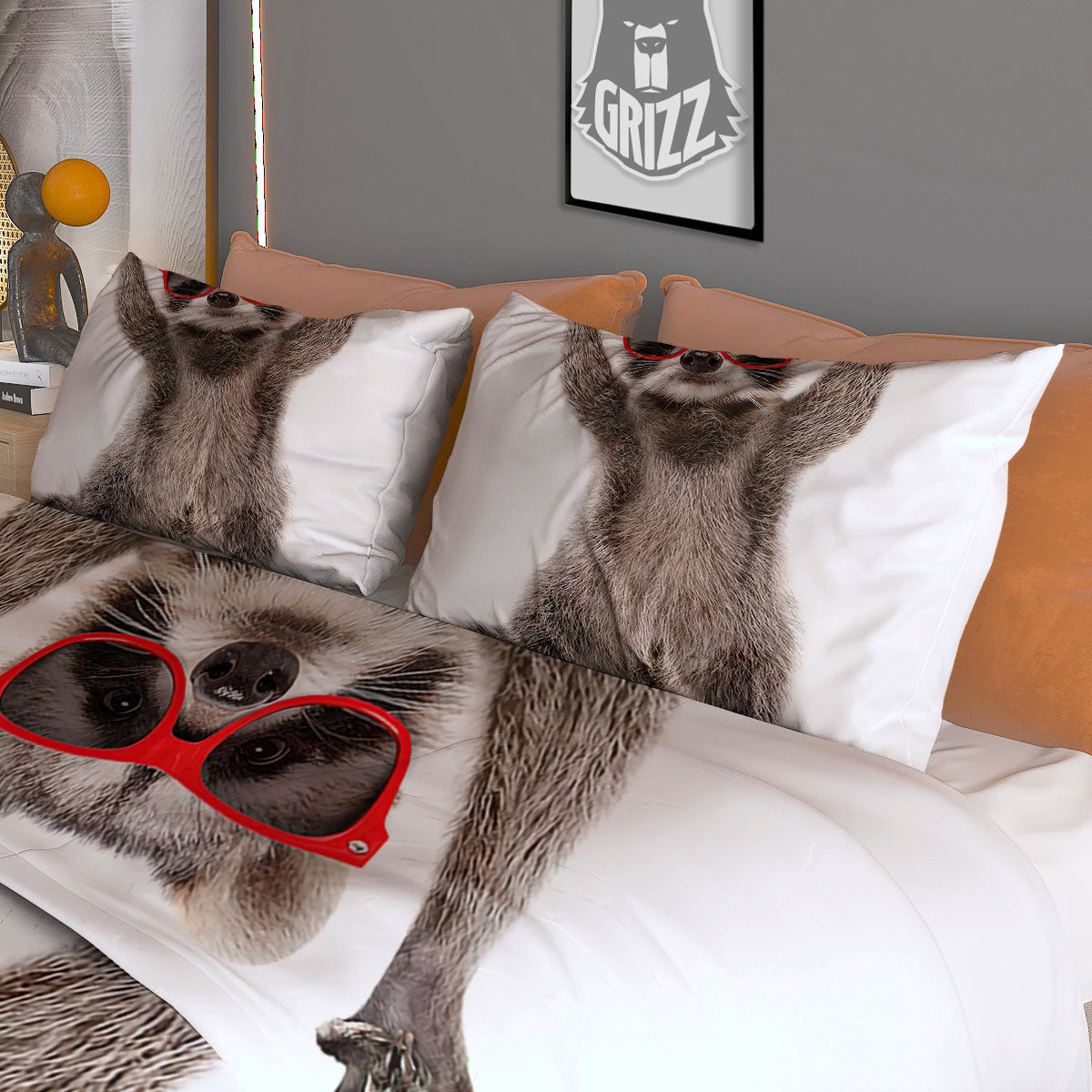 Funny Raccoon Print Duvet Cover Bedding Set