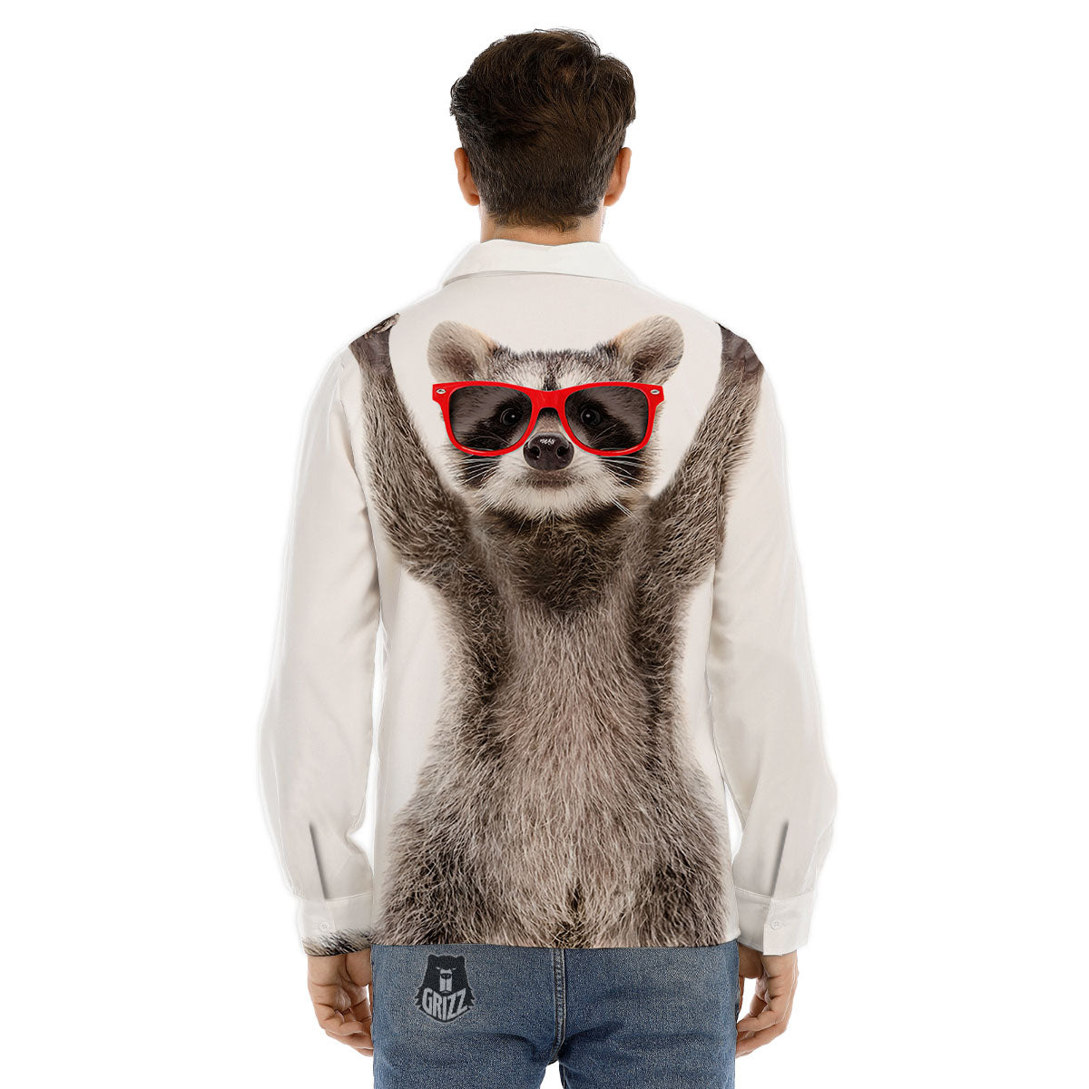 Funny Raccoon Print Men's Dress Shirts-grizzshop
