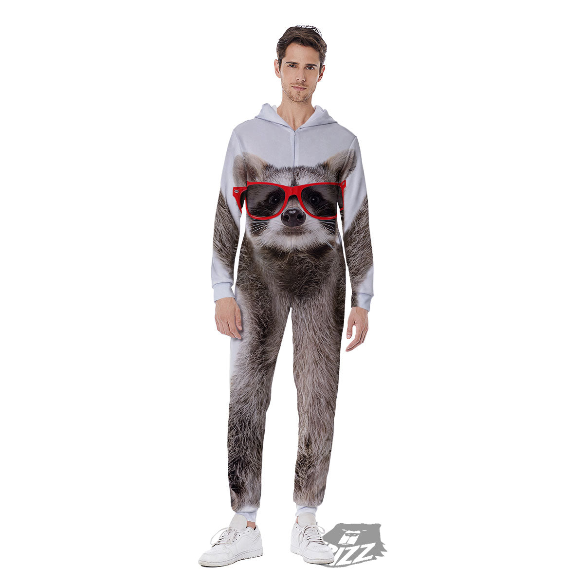 Funny Raccoon Print Men's Jumpsuit-grizzshop