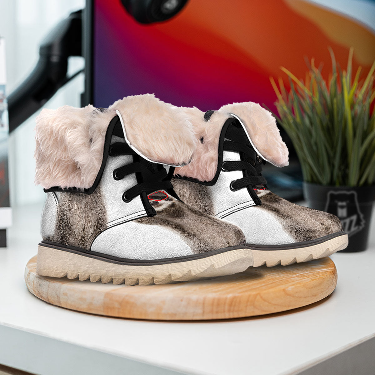 Funny Raccoon Print Snow Boots-grizzshop
