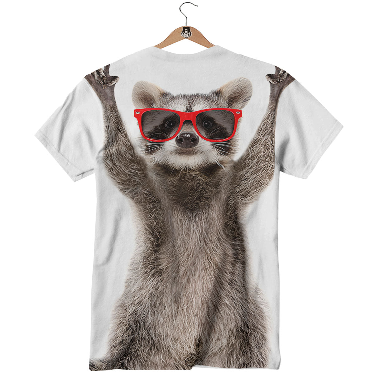 Funny Raccoon Print T-Shirt-grizzshop