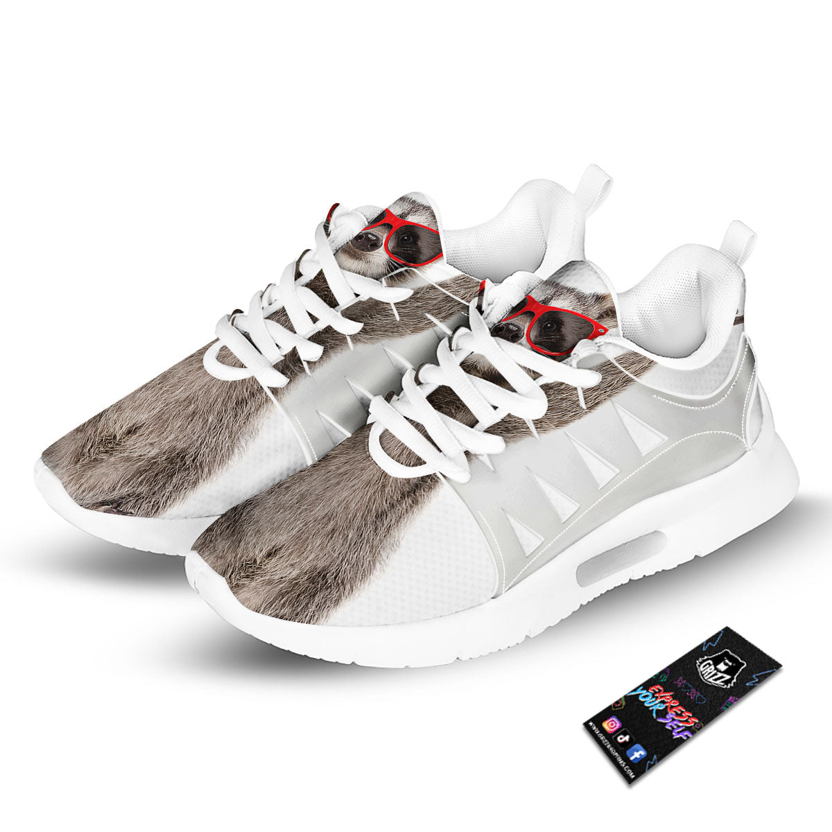 Funny Raccoon Print Tennis Shoes-grizzshop