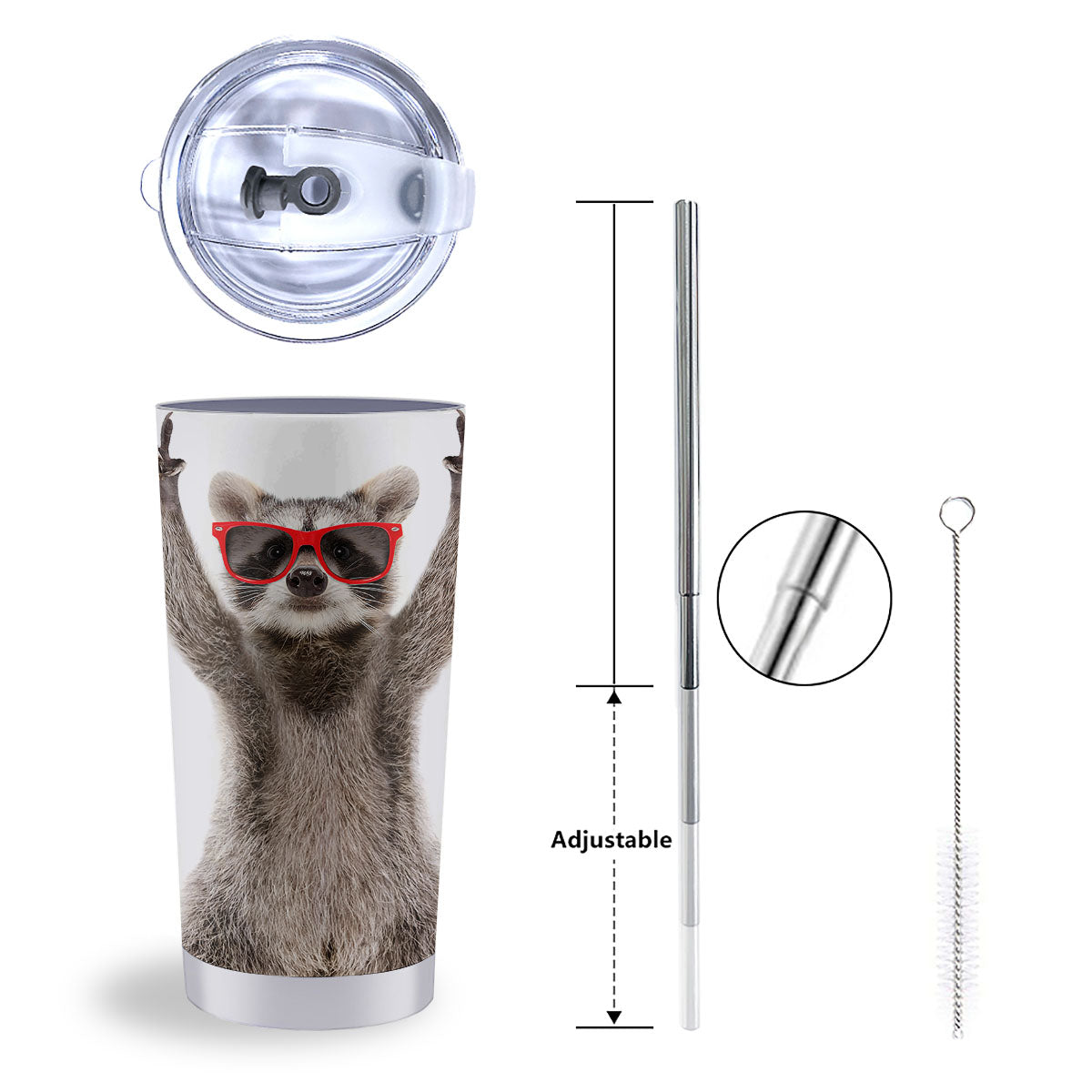 Funny Raccoon Print Tumbler-grizzshop