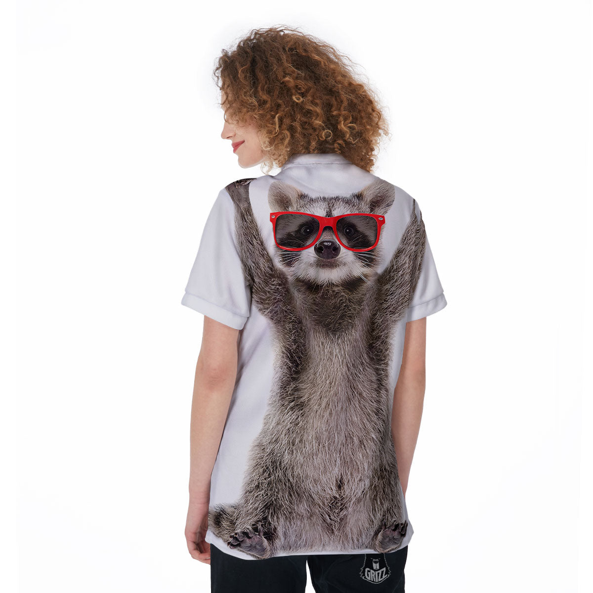 Funny Raccoon Print Women's Golf Shirts-grizzshop