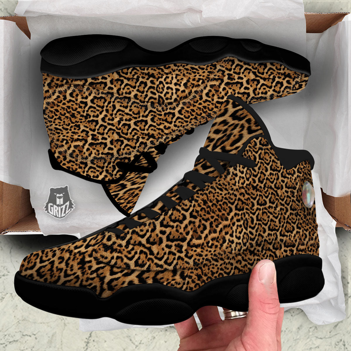 Fur Jaguar Print Pattern Black Basketball Shoes-grizzshop