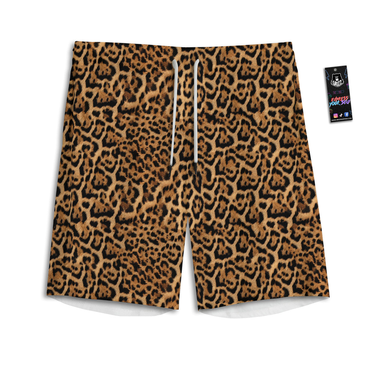 Fur Jaguar Print Pattern Men's Athletic Shorts
