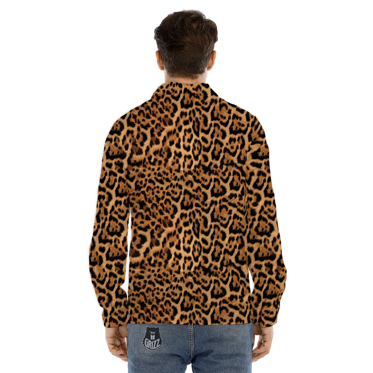 Fur Jaguar Print Pattern Men's Dress Shirts-grizzshop