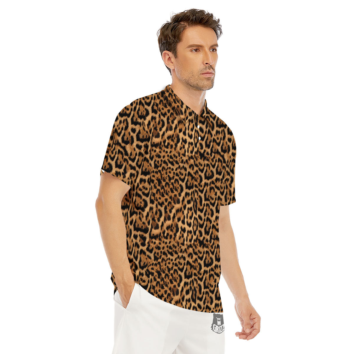 Fur Jaguar Print Pattern Men's Golf Shirts-grizzshop