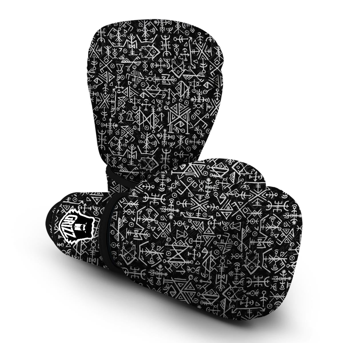 Futhark Norse Runes Scandinavian Viking Pattern Print Boxing Gloves-grizzshop