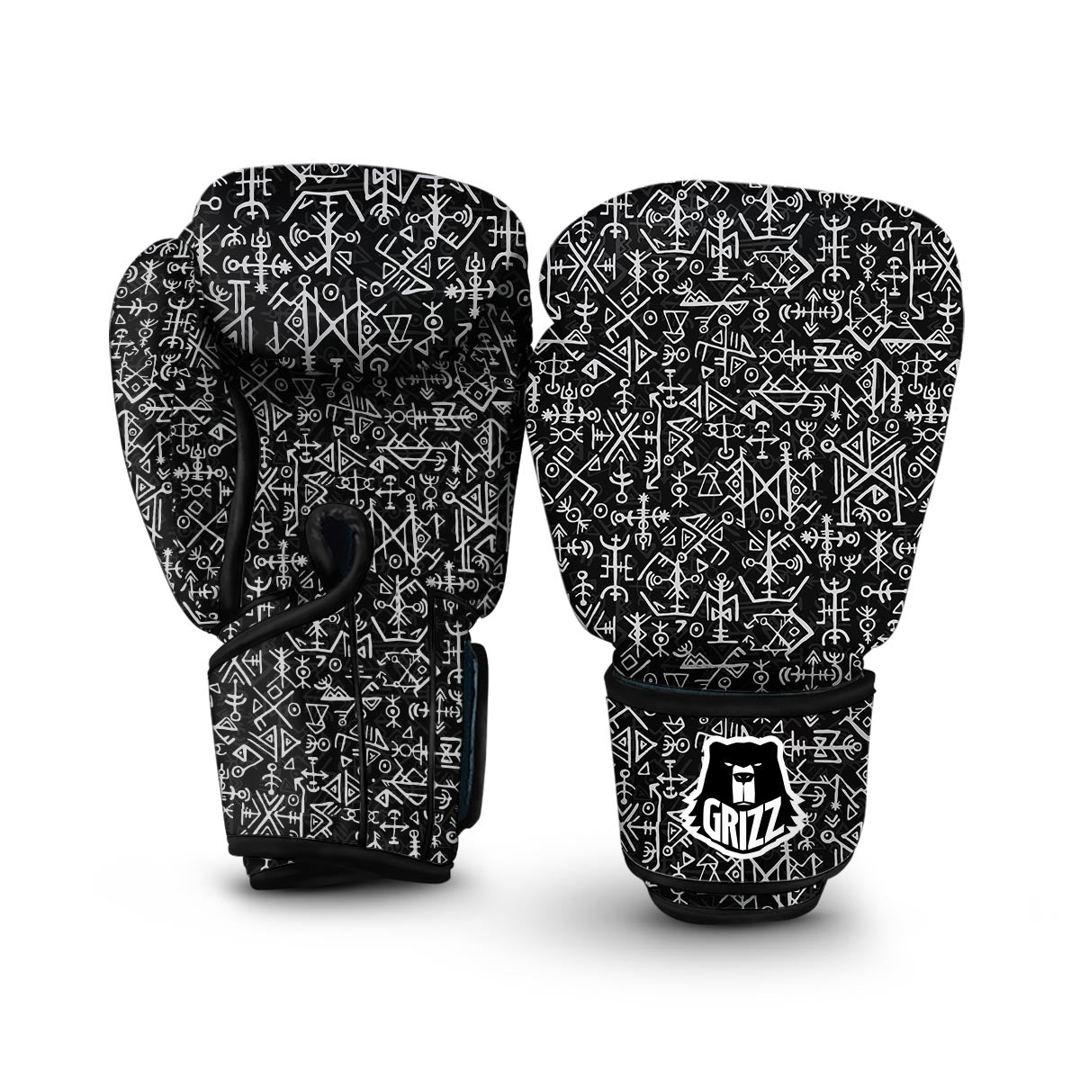 Futhark Norse Runes Scandinavian Viking Pattern Print Boxing Gloves-grizzshop