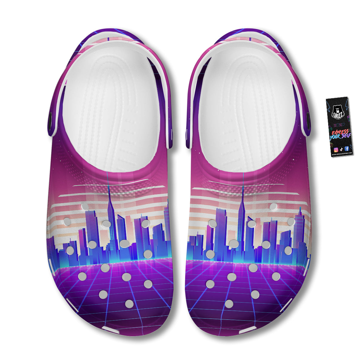 Futuristic City Print Clog-grizzshop