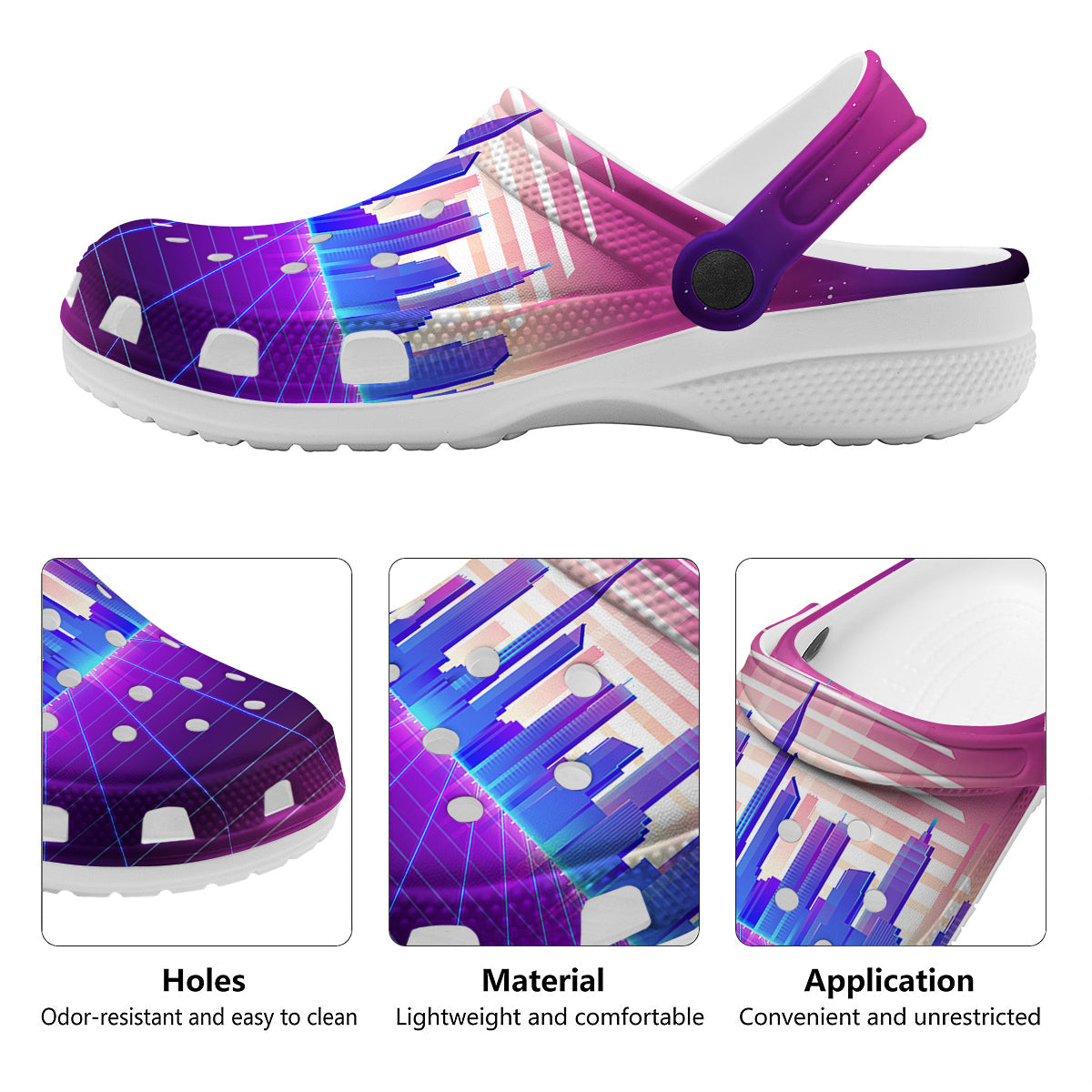 Futuristic City Print Clog-grizzshop