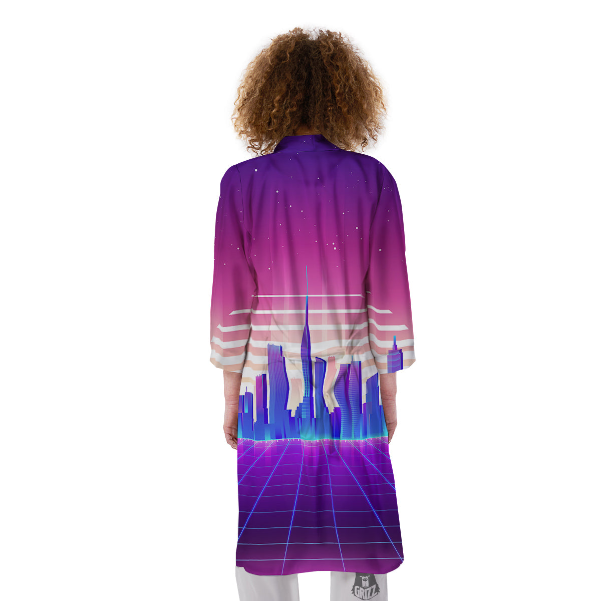 Futuristic City Print Kimono-grizzshop