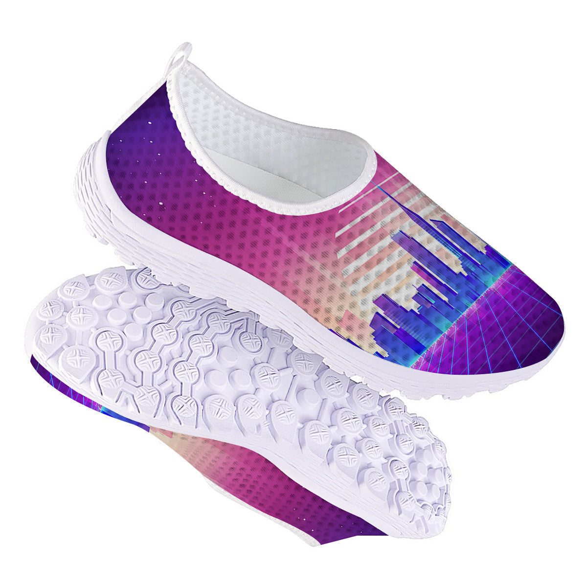 Futuristic City Print Nurse Shoes-grizzshop