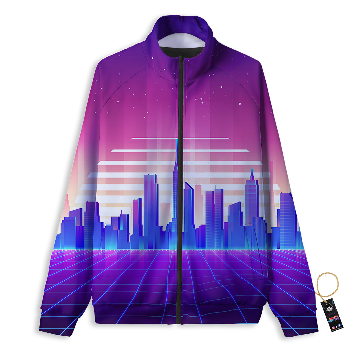 Futuristic City Print Track Jacket-grizzshop