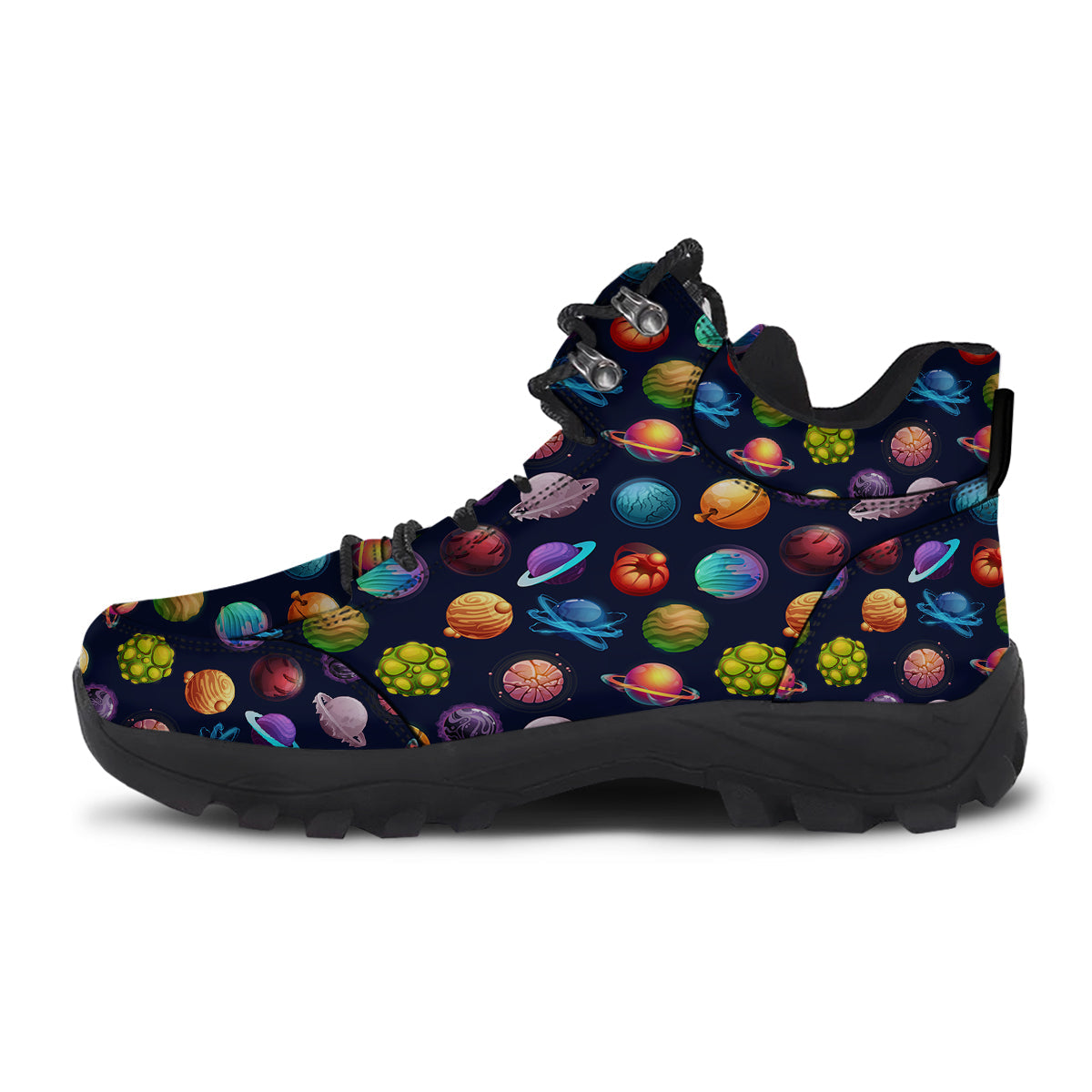 Futuristic Planets And Stars Colorful Print Pattern Hiking Shoes-grizzshop