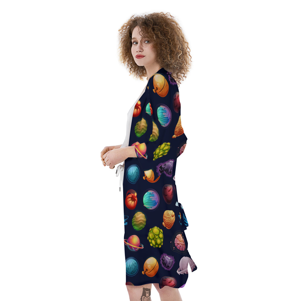 Futuristic Planets And Stars Colorful Print Pattern Kimono-grizzshop