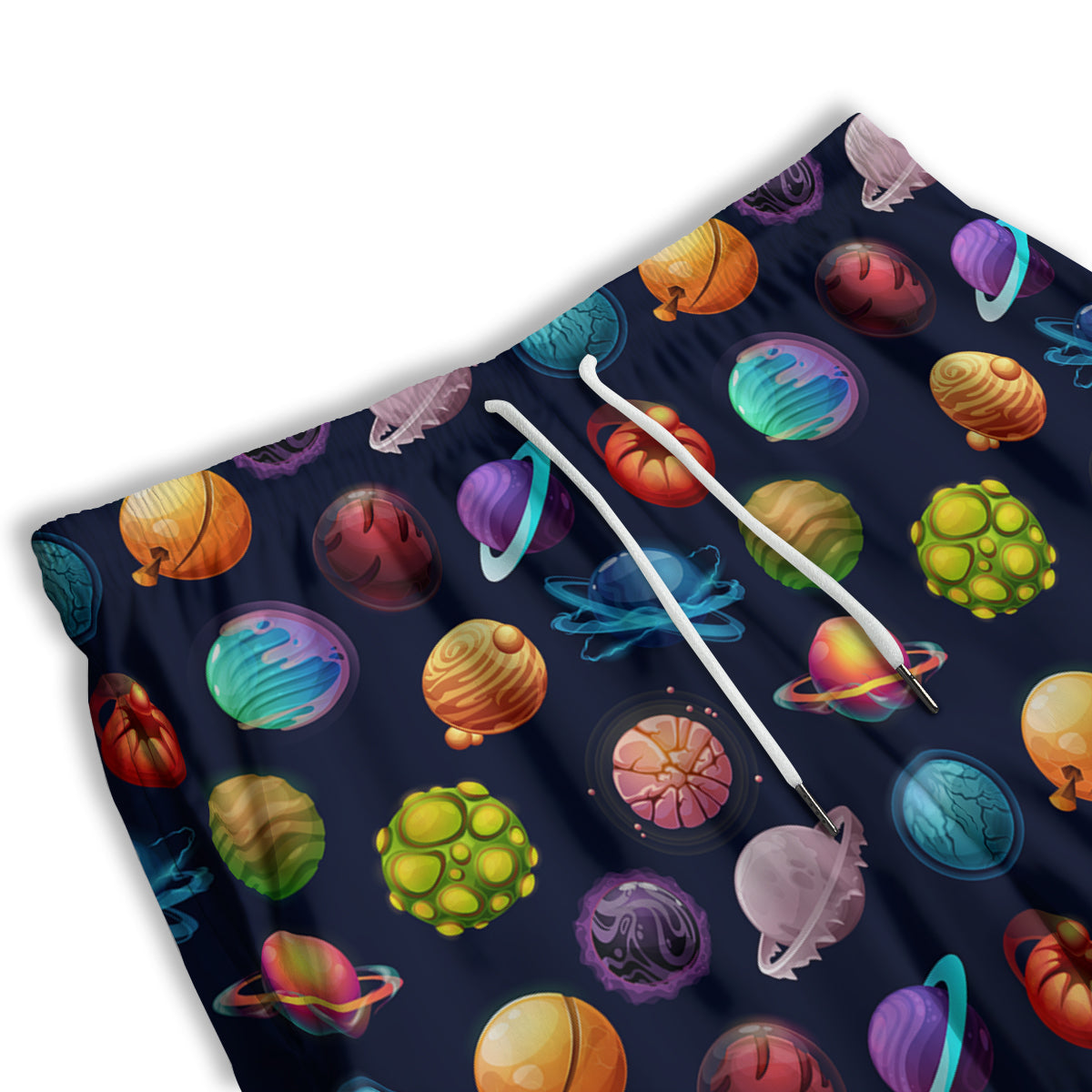Futuristic Planets And Stars Colorful Print Pattern Men's Athletic Shorts