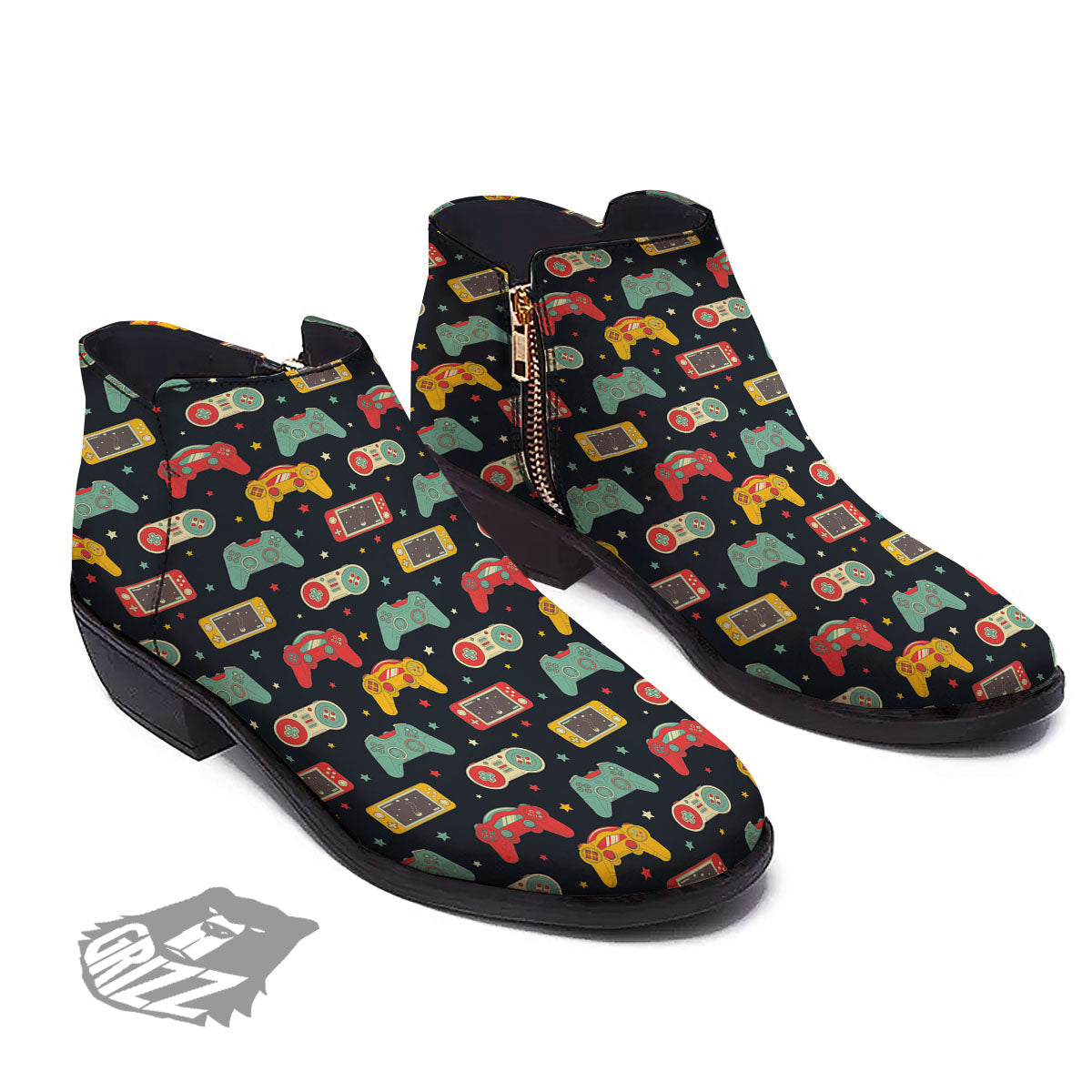 Gadgets Video Game Print Pattern Ankle Boots-grizzshop