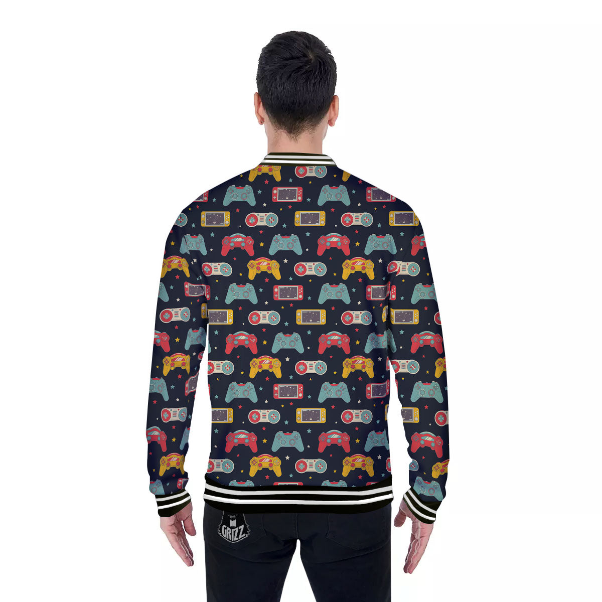 Gadgets Video Game Print Pattern Baseball Jacket-grizzshop