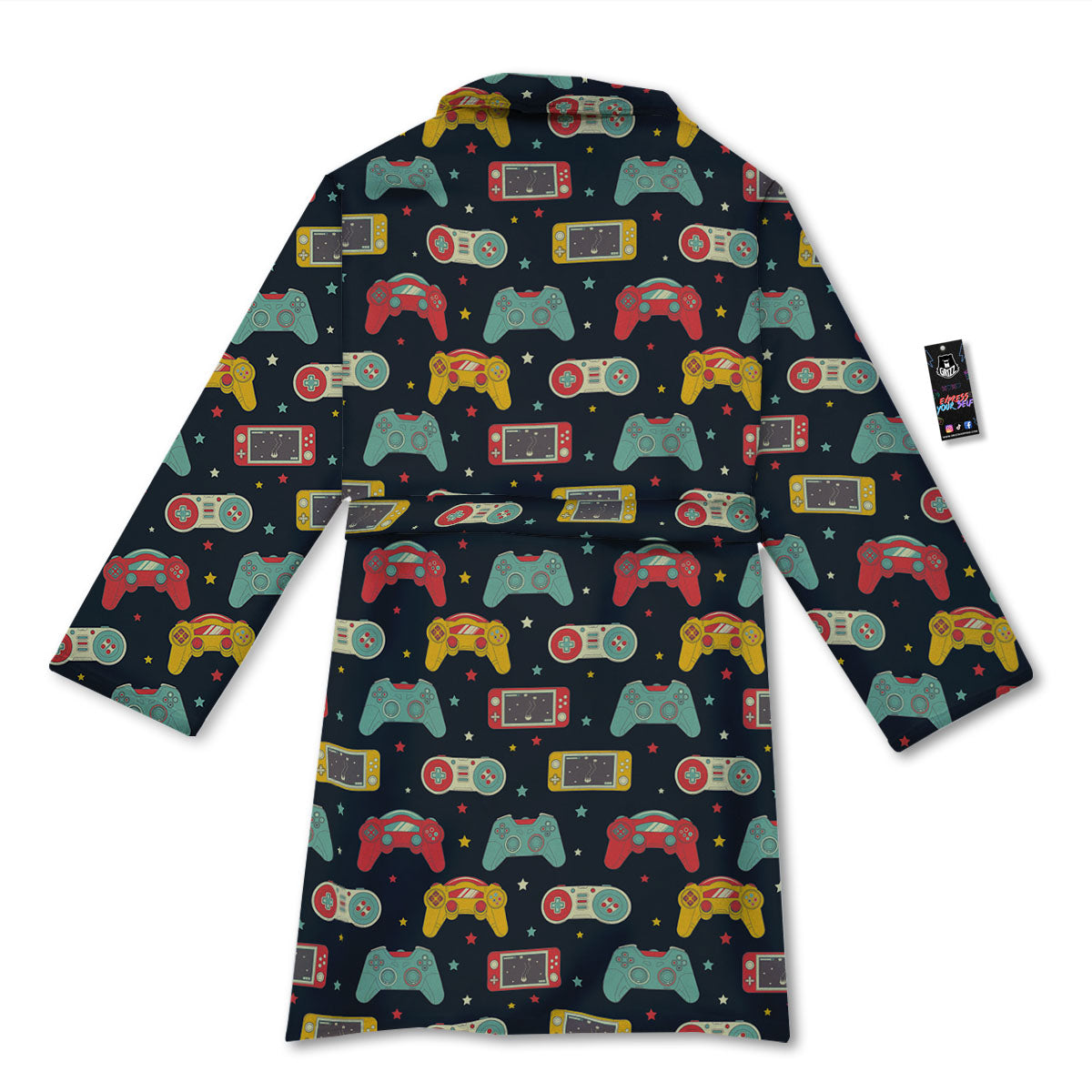 Gadgets Video Game Print Pattern Bathrobe-grizzshop