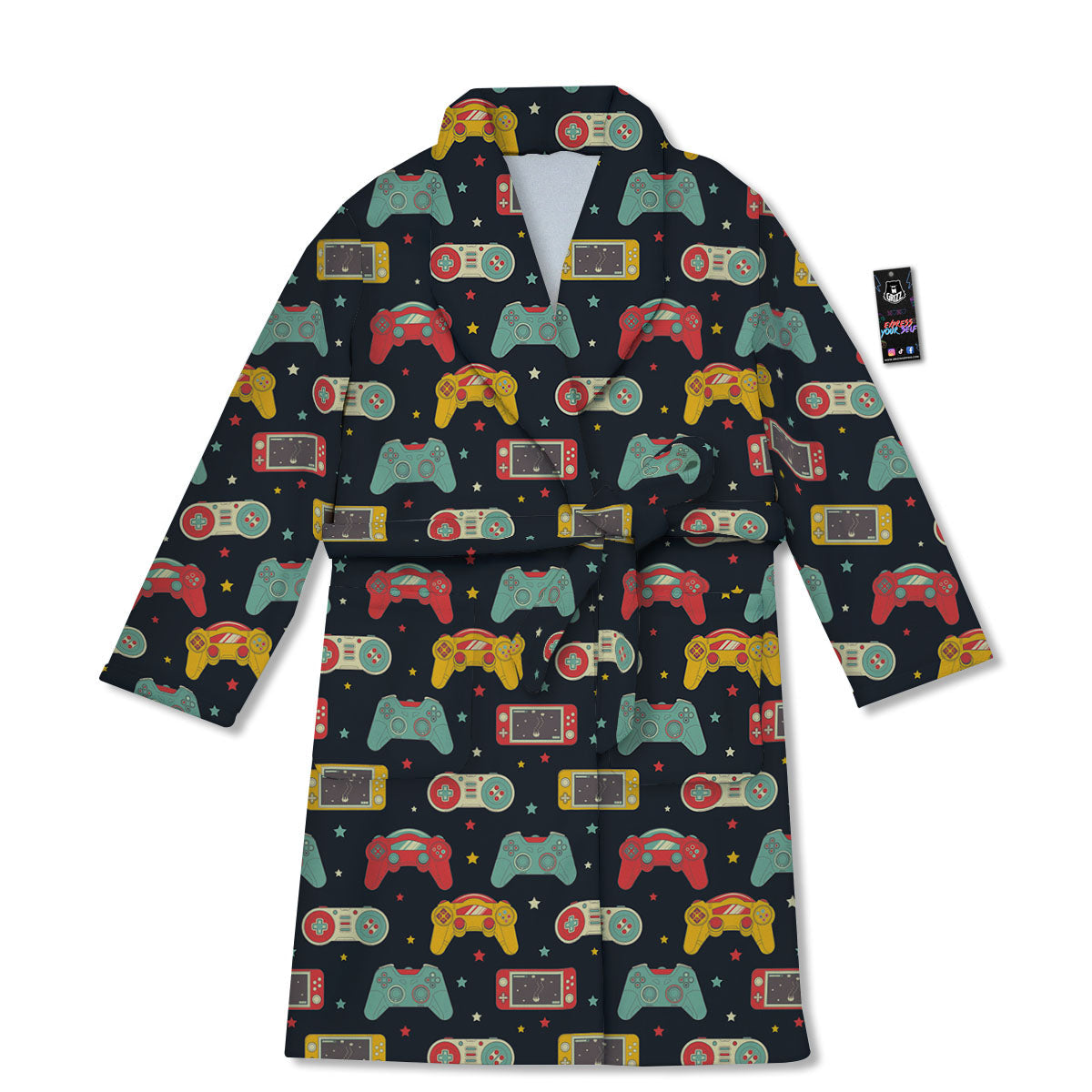 Gadgets Video Game Print Pattern Bathrobe-grizzshop
