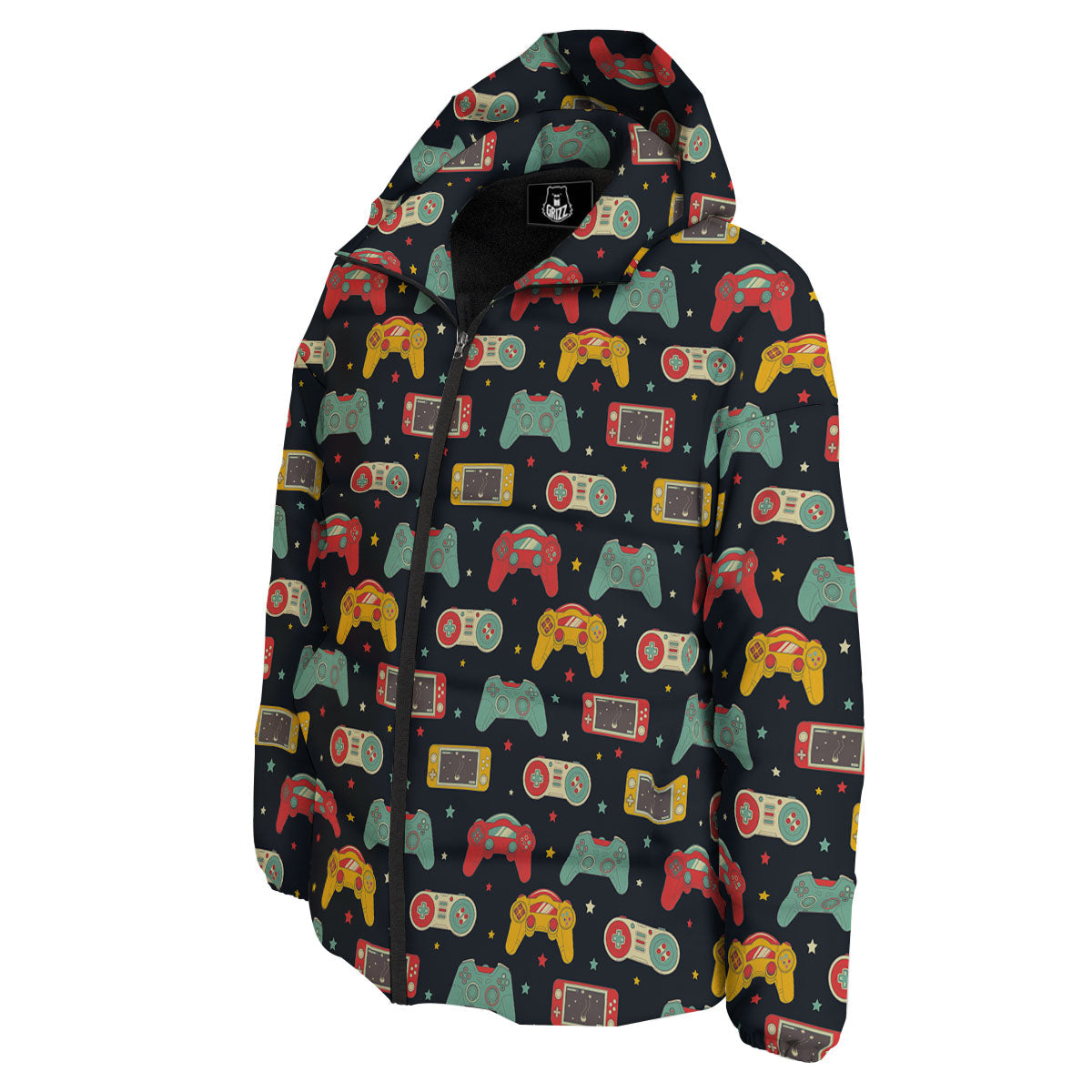 Gadgets Video Game Print Pattern Down Jacket-grizzshop